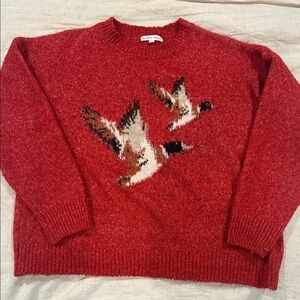 Elegant Red Bird Design Sweater